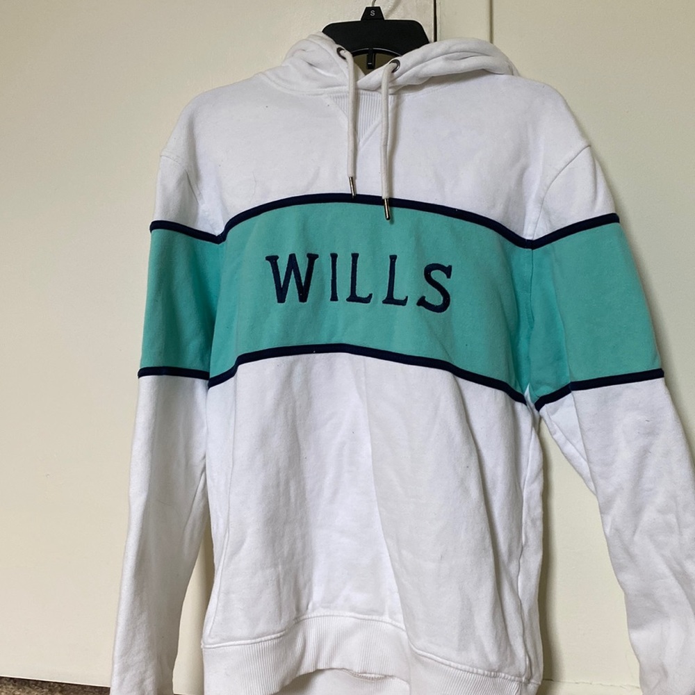Jack wills small hoodie white and blue oversized